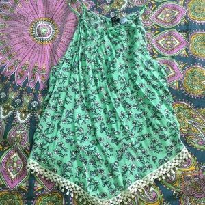 Halter top with lace trim